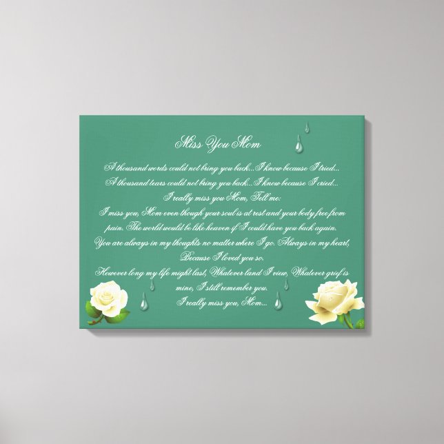 Impresión de lienzo 24x16 de Miss You Mom (Anverso)