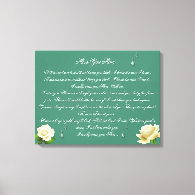Impresión de lienzo 24x16 de Miss You Mom (Anverso)