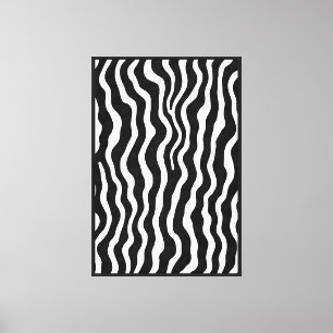 Impresión de lienzo abstracto de cebra en blanco y