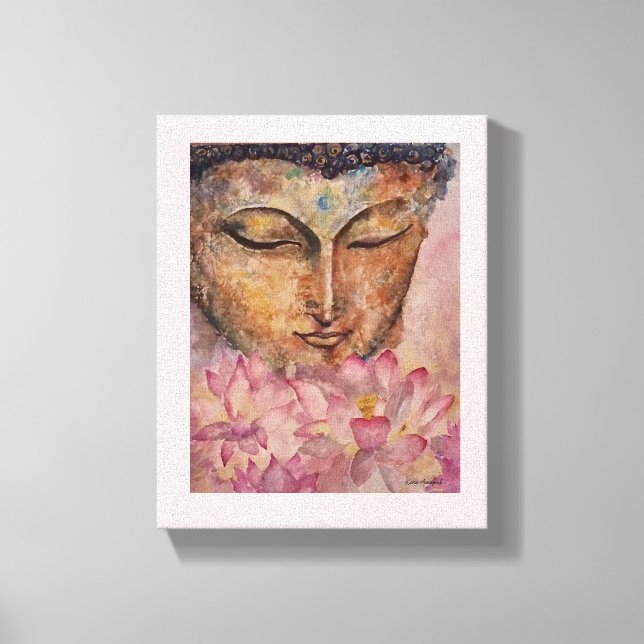 Impresión de lienzo acuático Buddha Pink Lotus (Anverso)