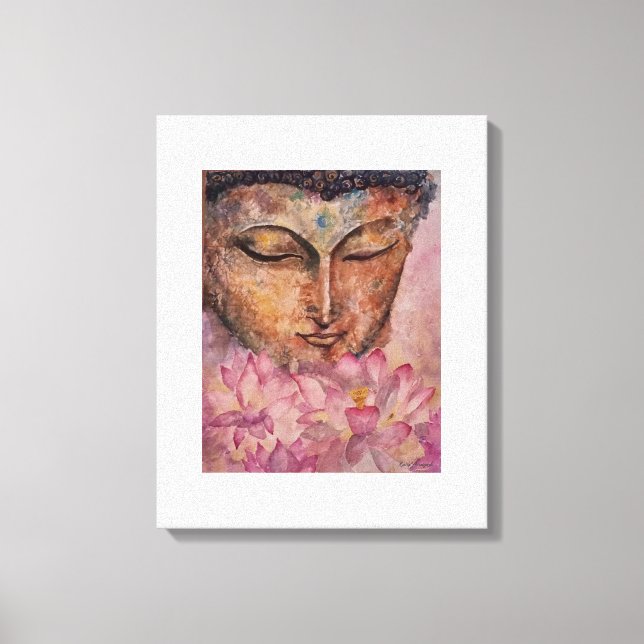 Impresión de lienzo acuático Buddha Pink Lotus 16x (Anverso)