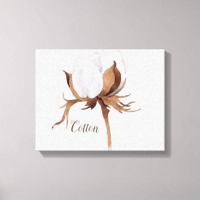 Impresión de lienzo acuático de flor de algodón (Anverso)