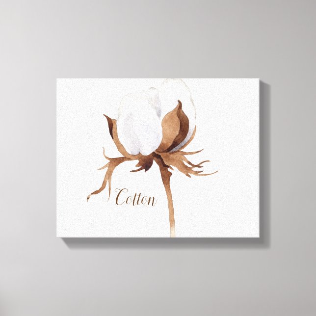 Impresión de lienzo acuático de flor de algodón (Anverso)