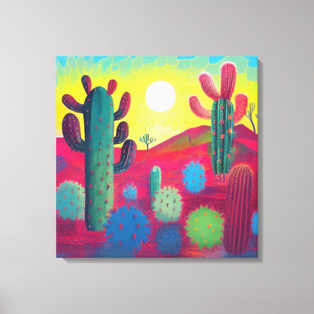 Impresión de lienzo, amanecer en meseta de Cactus (Anverso)