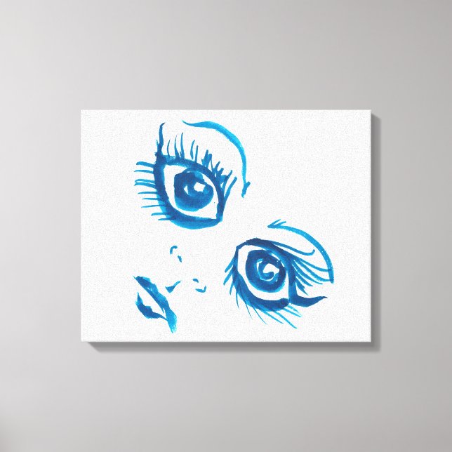 Impresión de lienzo azul de gran ojo (Anverso)
