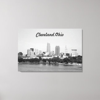 Impresión de lienzo B&W de Cleveland Ohio Lake Vie