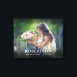 Impresión de lienzo Boda personalizado con guión e<br><div class="desc">Agregue su foto de boda a este lienzo y personalice con sus nombres y fecha de boda.</div>