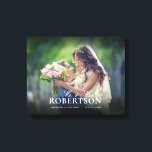 Impresión de lienzo Boda personalizado con guión e<br><div class="desc">Agregue su foto de boda a este lienzo y personalice con sus nombres y fecha de boda.</div>