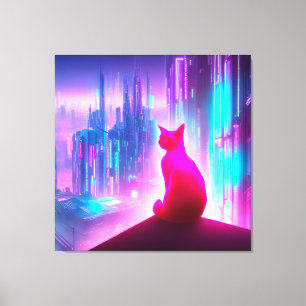 Impresión de lienzo con aspecto de gatos de Cyberp