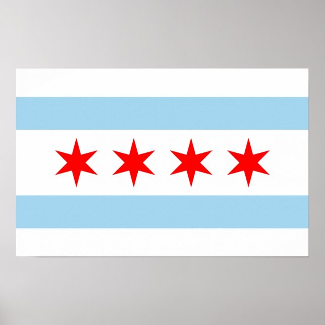 Impresión de lienzo con bandera de Chicago, EE.UU. (Frente)