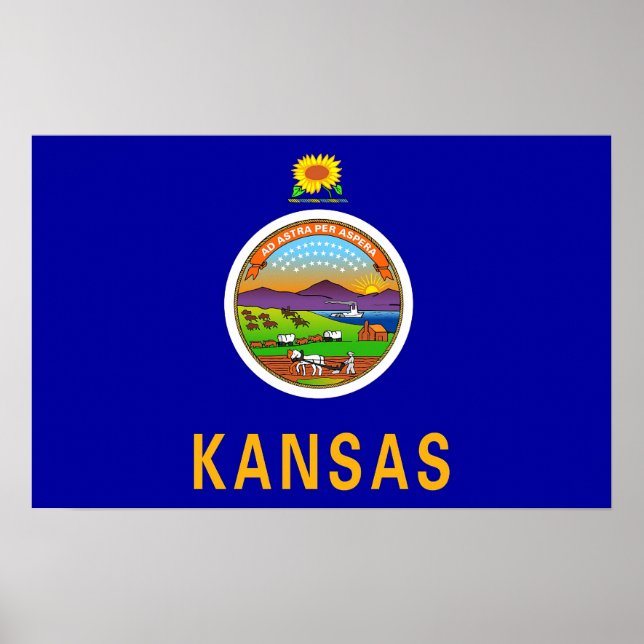 Impresión de lienzo con Bandera de Kansas, EE.UU. (Frente)
