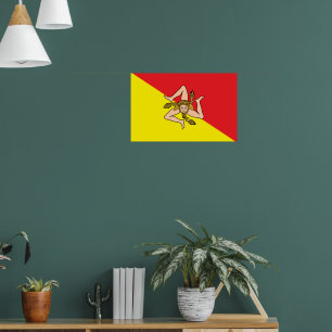 Impresión de lienzo con bandera de Sicilia, Italia