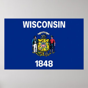 Impresión de lienzo con bandera de Wisconsin, EE.U