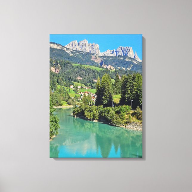 Impresión de lienzo con vistas al lago Dolomitas (Anverso)