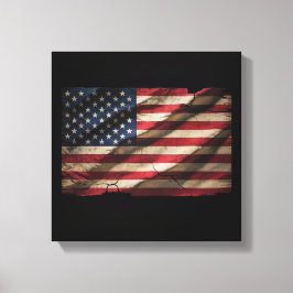 Impresión de lienzo cuadrado de bandera estadounid