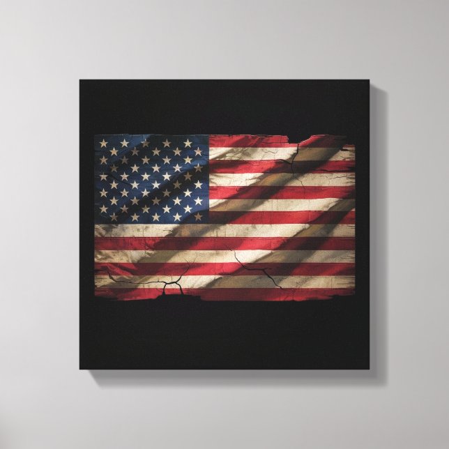 Impresión de lienzo cuadrado de bandera estadounid (Anverso)