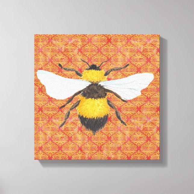 Impresión de lienzo de abeja en acuarela (Anverso)