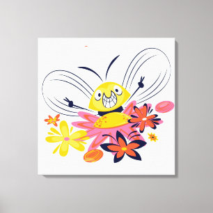 Impresión de lienzo de abejas y flores