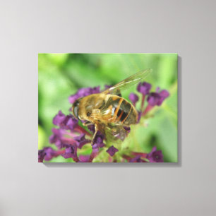 Impresión de lienzo de abejas y flores púrpura