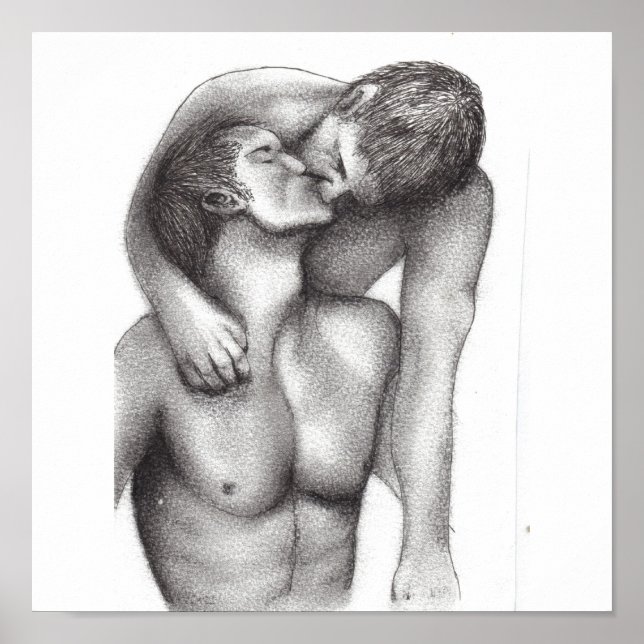 Impresión de lienzo de abrazo masculino (Frente)