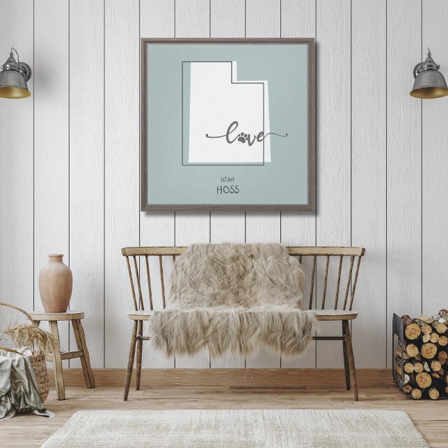 Impresión de lienzo de amante de perro del estado  (A beautiful canvas of your favorite state can be custoimzed with your Dogs Name. Perfect as a gift!)