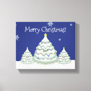 Impresión de lienzo de árbol de Navidad azul