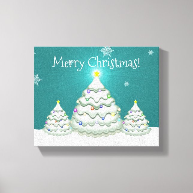 Impresión de lienzo de árbol de navidad con nieve  (Anverso)