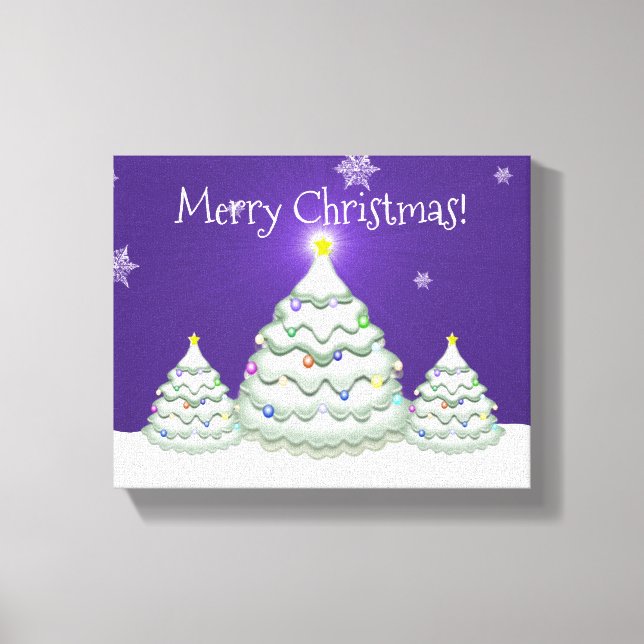 Impresión de lienzo de árbol de Navidad con nieve  (Anverso)