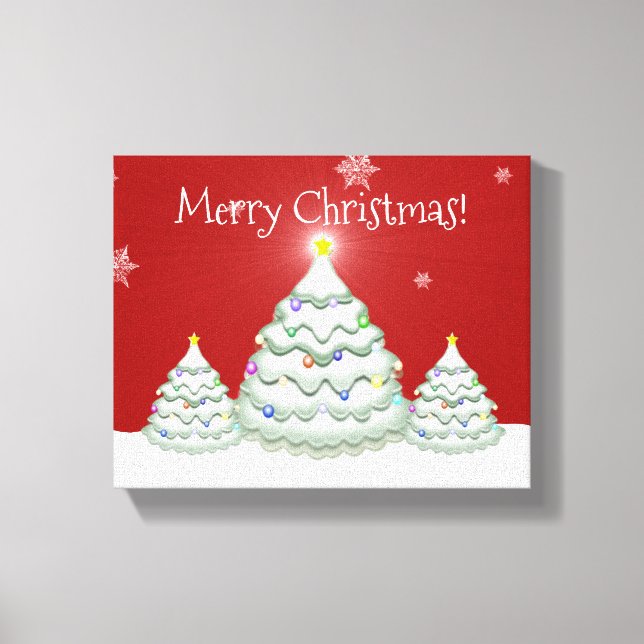 Impresión de lienzo de árbol de navidad con nieve  (Anverso)