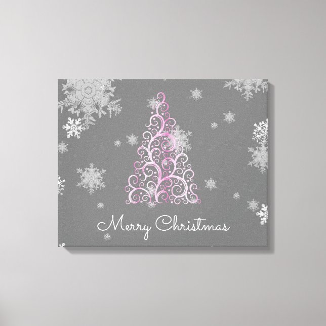 Impresión de lienzo de árbol de Navidad rosa y cop (Anverso)