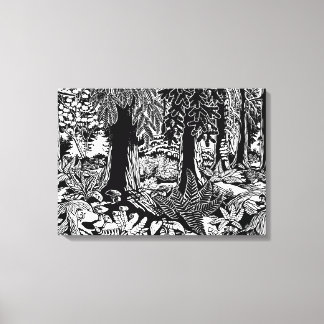 Impresión de lienzo de arte boscográfico B y W