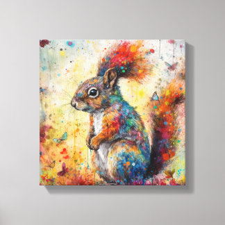Impresión de lienzo de arte de ardilla colorida mo