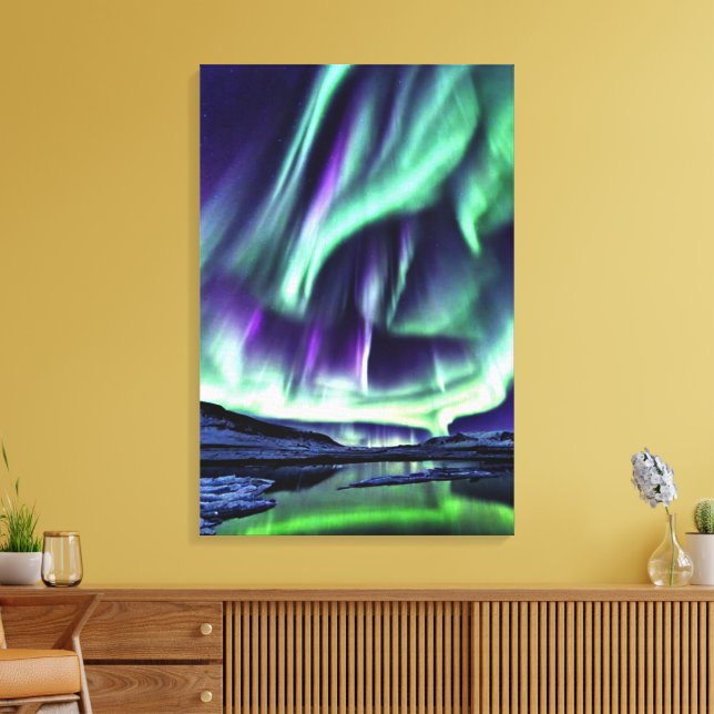 Impresión de lienzo de arte de Aurora Borealis (Insitu (Sala de estar))