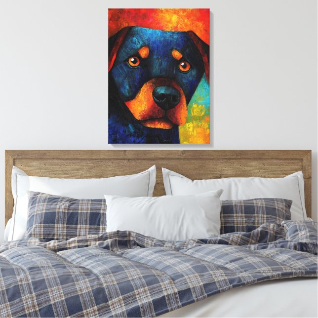 Impresión de lienzo de arte de retrato de perro (Insitu(Dormitorio))