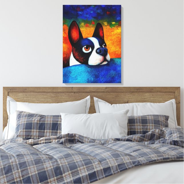 Impresión de lienzo de arte de retrato de perro (Insitu(Dormitorio))