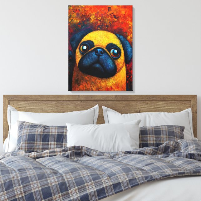 Impresión de lienzo de arte de retrato de perro (Insitu(Dormitorio))