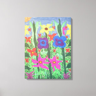 Impresión de lienzo de arte folclórico floral de j