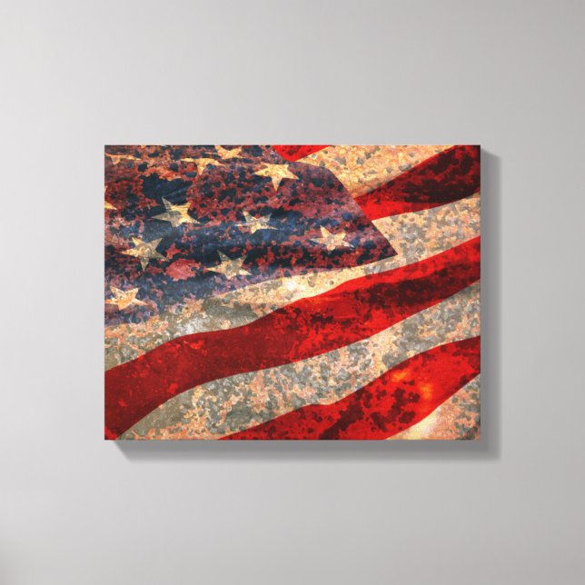 Impresión de lienzo de bandera estadounidense con  (Anverso)