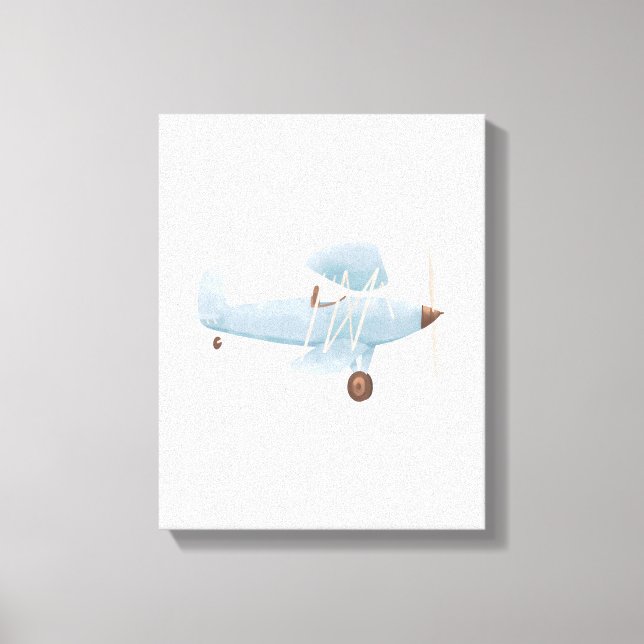 Impresión de lienzo de biplano de color azul vinta (Anverso)