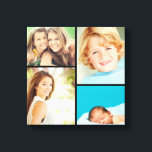 Impresión de lienzo de Collage de fotos de familia<br><div class="desc">Hermosa imagen personalizada de pintura mural de tela con 4 fotos de la familia de tu personalizado dispuestas en un collage cuadrado de fotos de la cuadrícula. Añade tus fotos familiares favoritas y crea una hermosa imagen de tela de keepsake. Haga clic en Personalizar para mover las fotos, agregar texto,...</div>