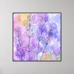 Impresión de lienzo de color morado floral