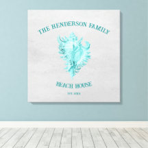 Impresión de lienzo de conchas verde azuladas