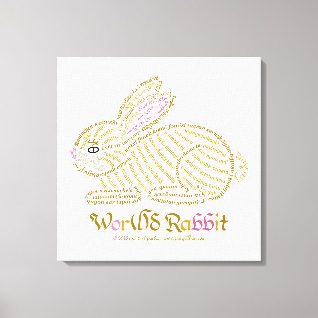 Impresión de lienzo de conejo Wor(l)d (Anverso)