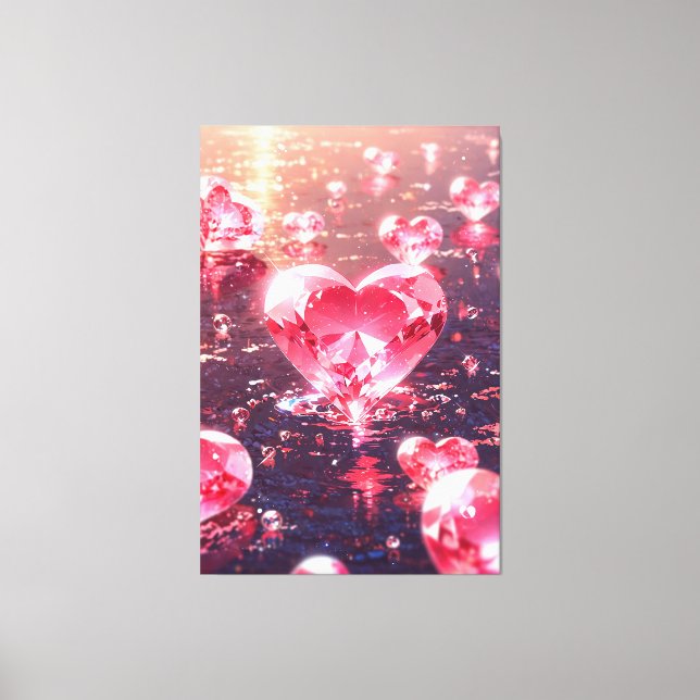 Impresión de lienzo de corazón de diamantes (Anverso)