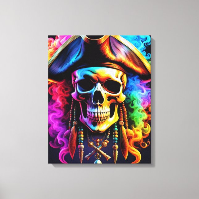 Impresión de lienzo de cráneo pirata (Anverso)