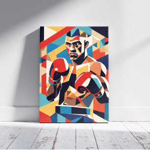 Impresión de lienzo de cubismo de boxeo