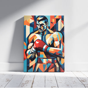 Impresión de lienzo de cubismo de boxeo