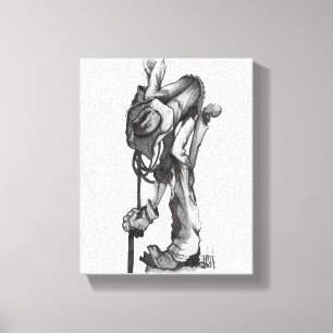 impresión de lienzo de dibujo de cowboy