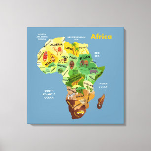 Impresión de lienzo de dibujo de mapas de África