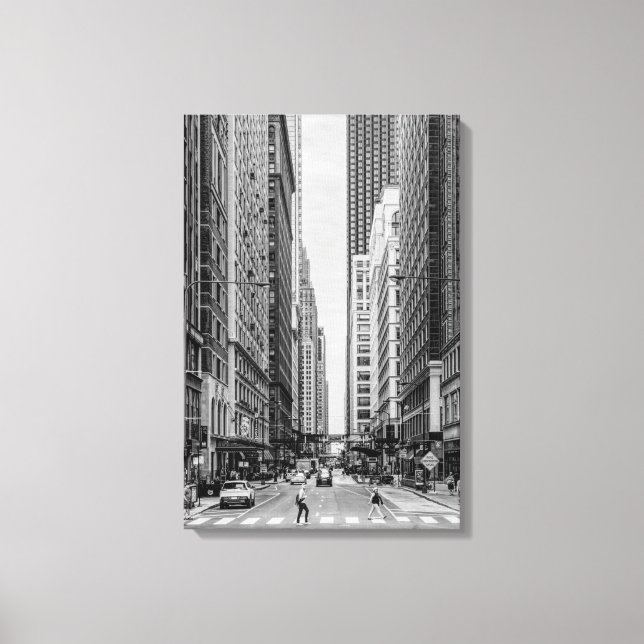 Impresión de lienzo de escala de grises de Chicago (Anverso)